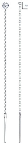 Серьги-цепочки Diamant 94-120-01035-1_0,86 вес 0.86 г серебро, фианит купить,NaN