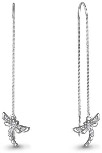 Серьги-цепочки AQUAMARINE 49387А вес 2.02 г серебро, фианит купить,27702