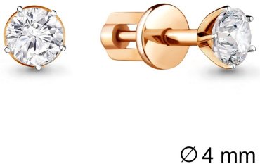 Пусеты AQUAMARINE 436431 вес 1.17 г серебро, фианит купить,NaN