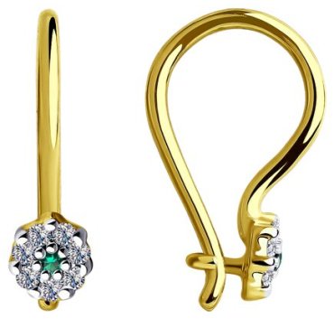 Серьги Diamant 53-120-00676-1_s вес 0.75 г золото, фианит купить,NaN