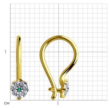 Серьги Diamant 53-120-00676-1_s вес 0.75 г золото, фианит купить,NaN