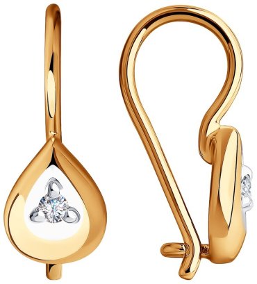 Серьги SOKOLOV 028531 вес 1.35 г золото, фианит купить,NaN