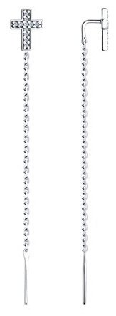 Серьги-цепочки Diamant 94-123-01446-1 вес 1.4 г серебро, фианит купить,7499