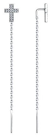 Серьги-цепочки Diamant 94-123-01446-1 вес 1.4 г серебро, фианит купить,7499
