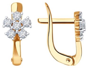 Серьги Diamant 51-120-02802-1_s вес 1.35 г золото, фианит купить,NaN