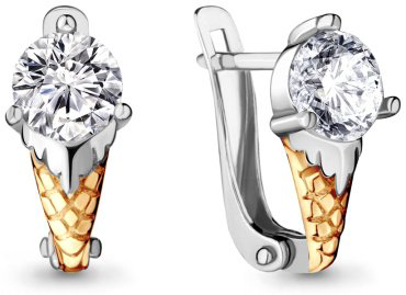 Серьги AQUAMARINE 48013А вес 1.79 г серебро, фианит купить,15098
