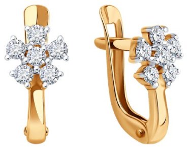 Серьги Diamant 51-120-02802-1_s вес 1.35 г золото, фианит купить,NaN