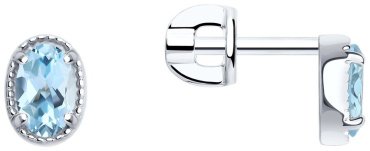 Пусеты SOKOLOV 92022543 вес 1.66 г серебро, топаз купить,13785