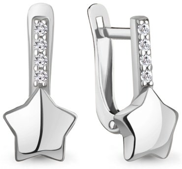 Серьги AQUAMARINE 400411А_a вес 1.66 г серебро, фианит купить,22367