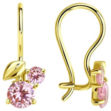 Серьги SOKOLOV 026837-2 вес 1.19 г золото, фианит купить,89999