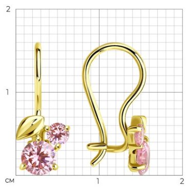 Серьги SOKOLOV 026837-2 вес 1.19 г золото, фианит купить,89999