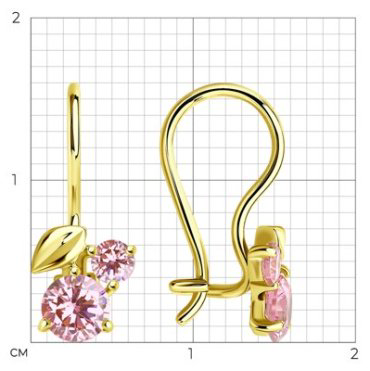 Серьги SOKOLOV 026837-2 вес 1.19 г золото, фианит купить,89999