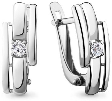 Серьги AQUAMARINE 46609А вес 1.84 г серебро, фианит купить,23598