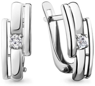 Серьги AQUAMARINE 46609А вес 1.84 г серебро, фианит купить,23598