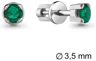 Серьги AQUAMARINE 42891Г вес 1.12 г серебро, наноизумруд купить,17442