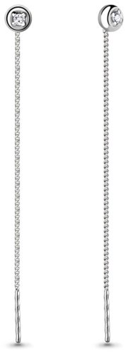 Серьги-цепочки AQUAMARINE 40997А.5 вес 0.99 г серебро, фианит купить,7785