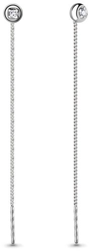 Серьги-цепочки AQUAMARINE 40997А.5 вес 0.99 г серебро, фианит купить,7785