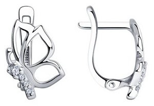 Серьги Diamant 94-120-01129-1 вес 1.92 г серебро, фианит купить,13338