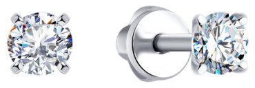 Пусеты SOKOLOV 94021746 вес 1.13 г серебро, сапфир купить,8954