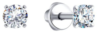 Пусеты SOKOLOV 94021746 вес 1.13 г серебро, сапфир купить,8954