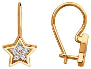 Серьги Diamant 51-120-02764-1_s вес 1.3 г золото, фианит купить,124361