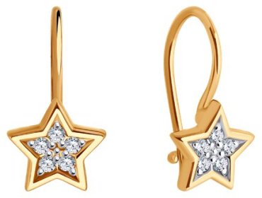 Серьги Diamant 51-120-02764-1_s вес 1.3 г золото, фианит купить,124361