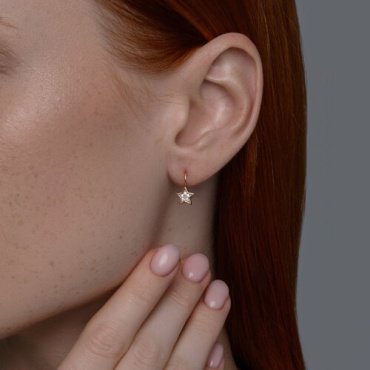 Серьги Diamant 51-120-02764-1_s вес 1.3 г золото, фианит купить,124361