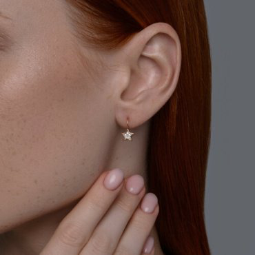 Серьги Diamant 51-120-02764-1_s вес 1.3 г золото, фианит купить,124361