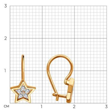 Серьги Diamant 51-120-02764-1_s вес 1.3 г золото, фианит купить,124361