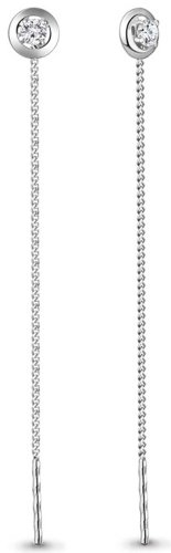 Серьги-цепочки AQUAMARINE 45473А вес 0.9 г серебро, фианит купить,17442