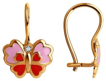 Серьги SOKOLOV 028946 вес 1 г золото, эмаль купить,119000