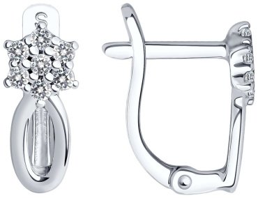 Серьги SOKOLOV 94021370 вес 1.68 г серебро, фианит купить,13338