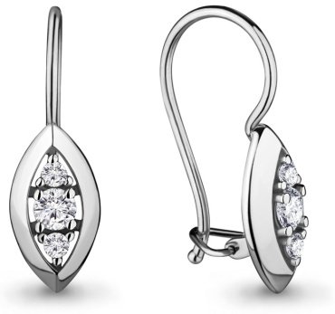 Серьги AQUAMARINE 46683А вес 1.6 г серебро, фианит купить,14089