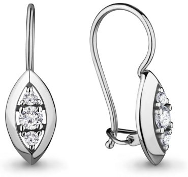 Серьги AQUAMARINE 46683А вес 1.6 г серебро, фианит купить,14089