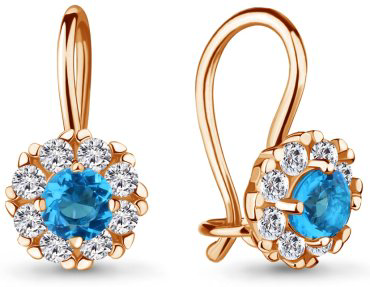 Серьги AQUAMARINE 40965Б.6 вес 1.4 г серебро, фианит купить,13159