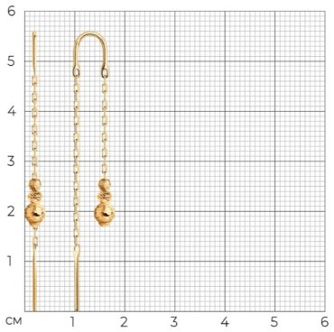 Серьги-цепочки Diamant 51-123-01684-1 вес 1.29 г золото, без вставок купить,111069