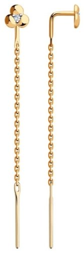 Серьги-цепочки SOKOLOV 51-123-00370-1 вес 0.85 г золото, фианит купить,82723