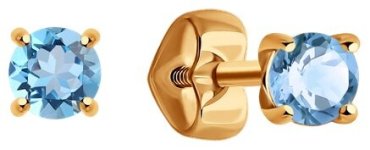 Пусеты Diamant 51-322-01296-4 вес 0.87 г золото, топаз купить,112019