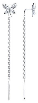 Серьги-цепочки SOKOLOV 94025941 вес 1.45 г серебро, фианит купить,9954