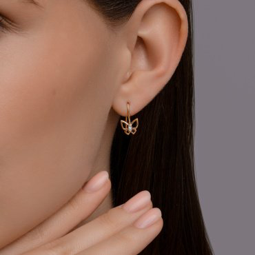 Серьги Diamant 51-120-02808-1 вес 0.98 г золото, фианит купить,118601