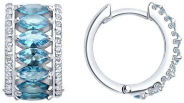 Серьги Diamant 94-320-02192-1 вес 7.01 г серебро, ситалл, фианит купить,66673
