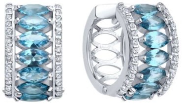 Серьги Diamant 94-320-02192-1 вес 7.01 г серебро, ситалл, фианит купить,66673