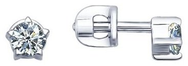 Пусеты SOKOLOV 94021687 вес 1.32 г серебро, фианит купить,7998