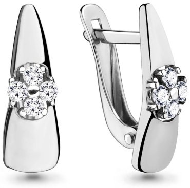 Серьги AQUAMARINE 46124А вес 1.58 г серебро, фианит купить,20315