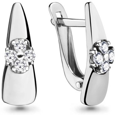 Серьги AQUAMARINE 46124А вес 1.58 г серебро, фианит купить,20315