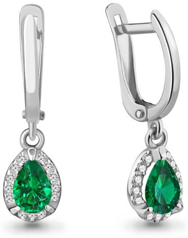 Серьги AQUAMARINE 49342АГ вес 1.76 г серебро, фианит купить,NaN