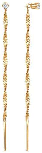 Серьги-цепочки SOKOLOV 020612 вес 0.78 г золото, фианит купить,82930