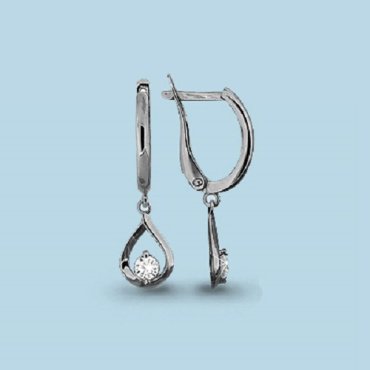 Серьги AQUAMARINE 43128.5 вес 1.58 г серебро, фианит купить,13712