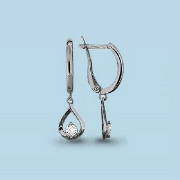 Серьги AQUAMARINE 43128.5 вес 1.58 г серебро, фианит купить,13712