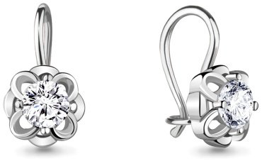 Серьги AQUAMARINE 48645А вес 1.44 г серебро, фианит купить,13712